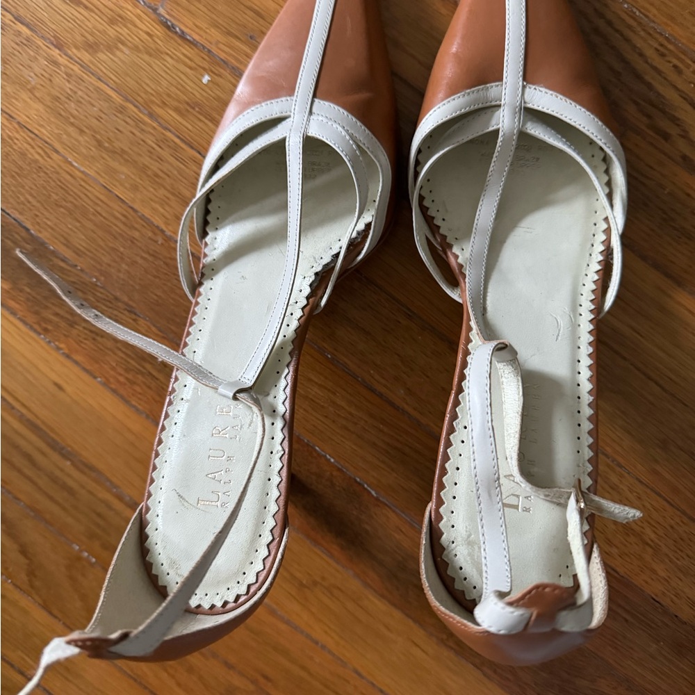 Lauren Ralph Lauren Heels Womens Winona D Orsay T Strap Brown Pointed Toe
